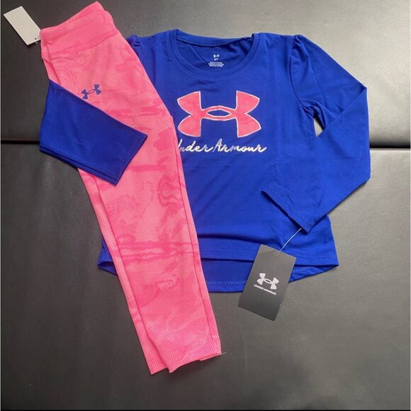 NWT Under Armour Leggings & Metallic Tunic Set Girls Size 3T